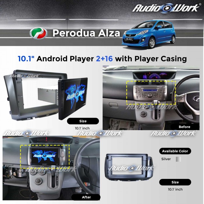 Perodua Alza - 2RAM+16GB/IPS/2.5D/10.1"Android Player 6.0 with Player Casing